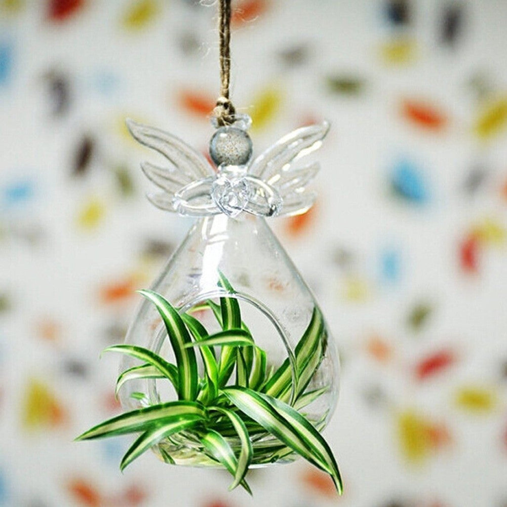 4/8/12Pcs Glass Hanging Angel Tealight Holder, Air Plant Pot Container Planter