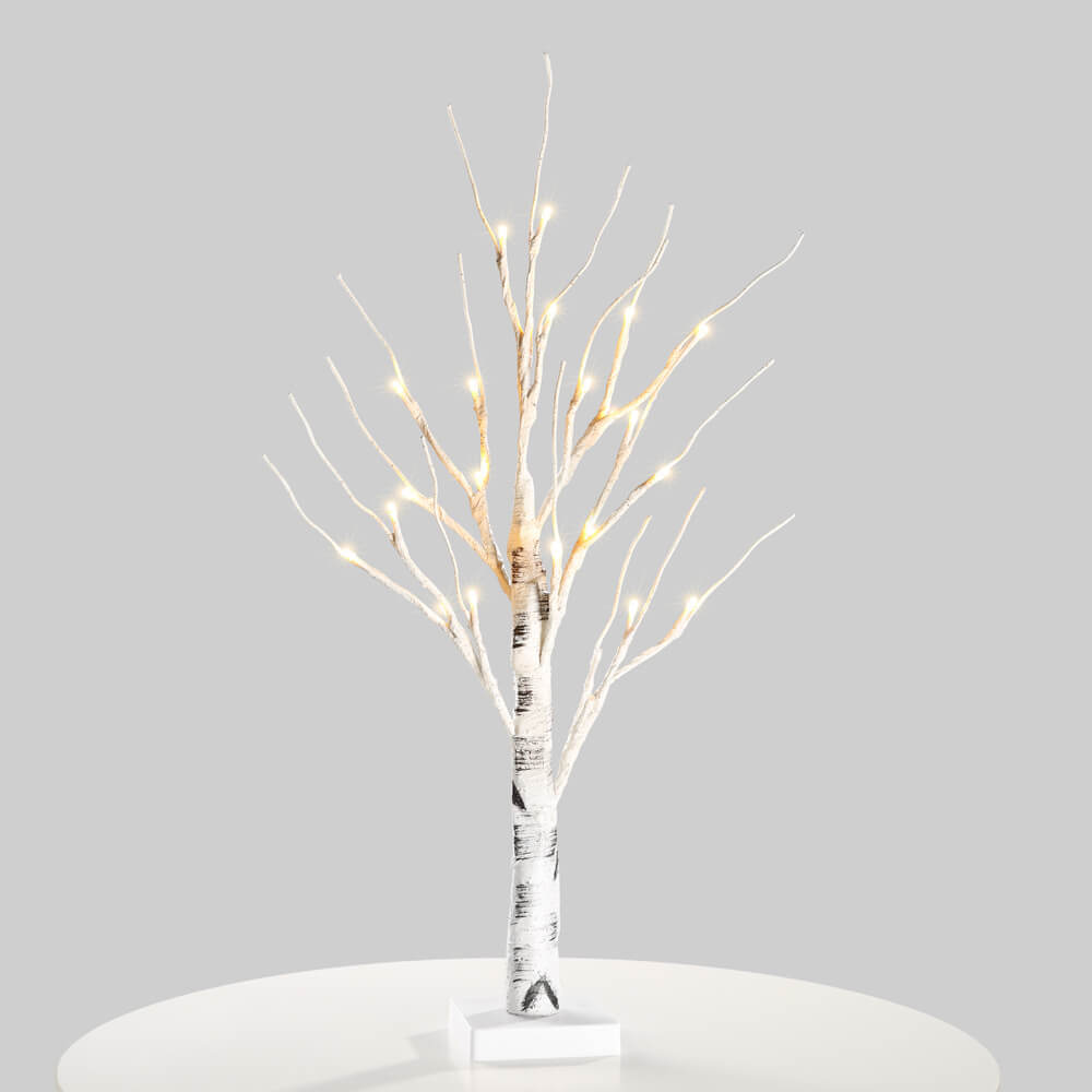 Lighted Birch Tree 24 LEDs Battery Operated Desk Tree Light
