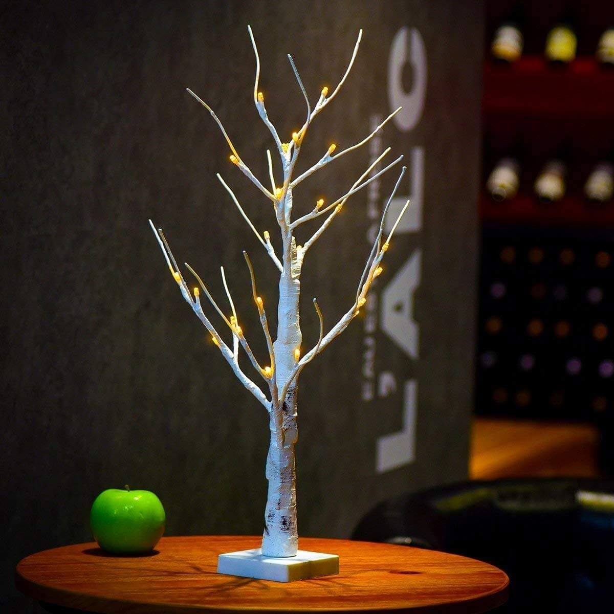 Lighted Birch Tree 24 LEDs Battery Operated Desk Tree Light
