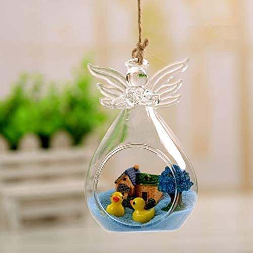4/8/12Pcs Glass Hanging Angel Tealight Holder, Air Plant Pot Container Planter