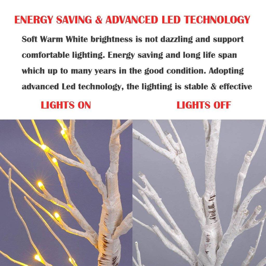 Lighted Birch Tree 24 LEDs Battery Operated Desk Tree Light