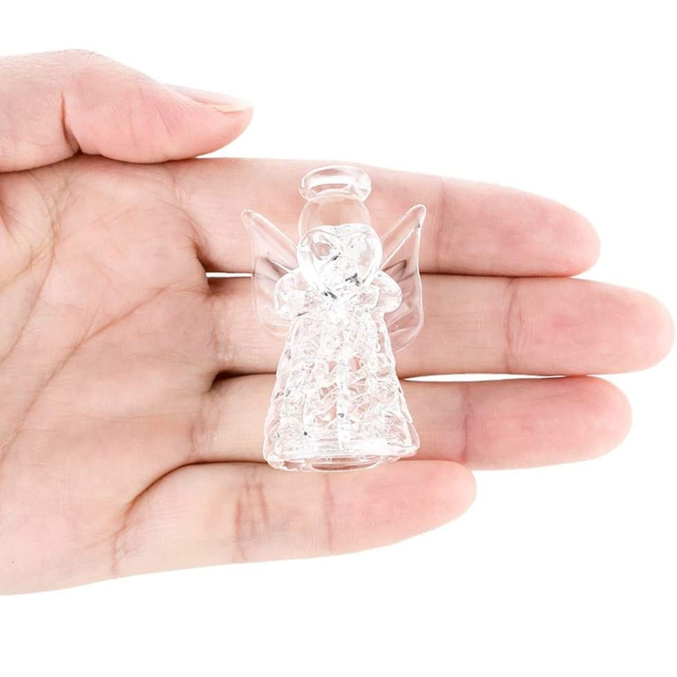 12Pcs/24Pcs Mini Clear Glass Hanging Angels Tree Ornaments, Christmas Tree Decorations