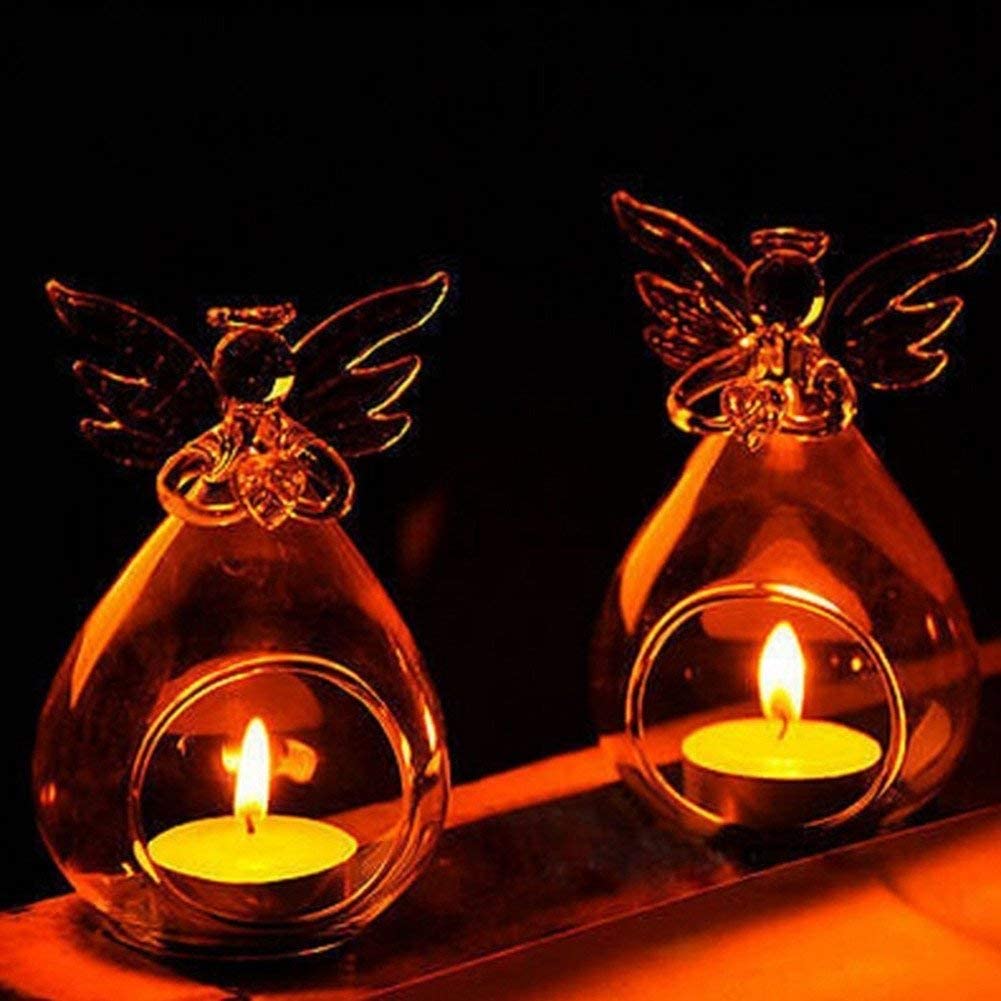 4/8/12Pcs Glass Hanging Angel Tealight Holder, Air Plant Pot Container Planter