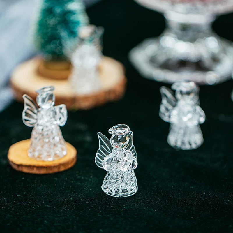 12Pcs/24Pcs Mini Clear Glass Hanging Angels Tree Ornaments, Christmas Tree Decorations