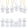 12Pcs/24Pcs Mini Clear Glass Hanging Angels Tree Ornaments, Christmas Tree Decorations