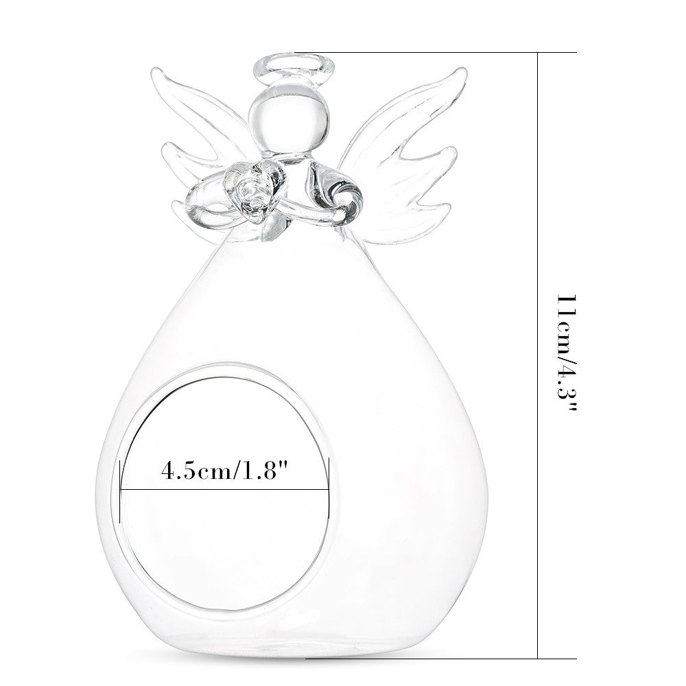 4/8/12Pcs Glass Hanging Angel Tealight Holder, Air Plant Pot Container Planter