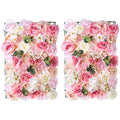 Set of 2 Artificial Rose Flower Wall Decoration Pink&White Shower Wedding Background