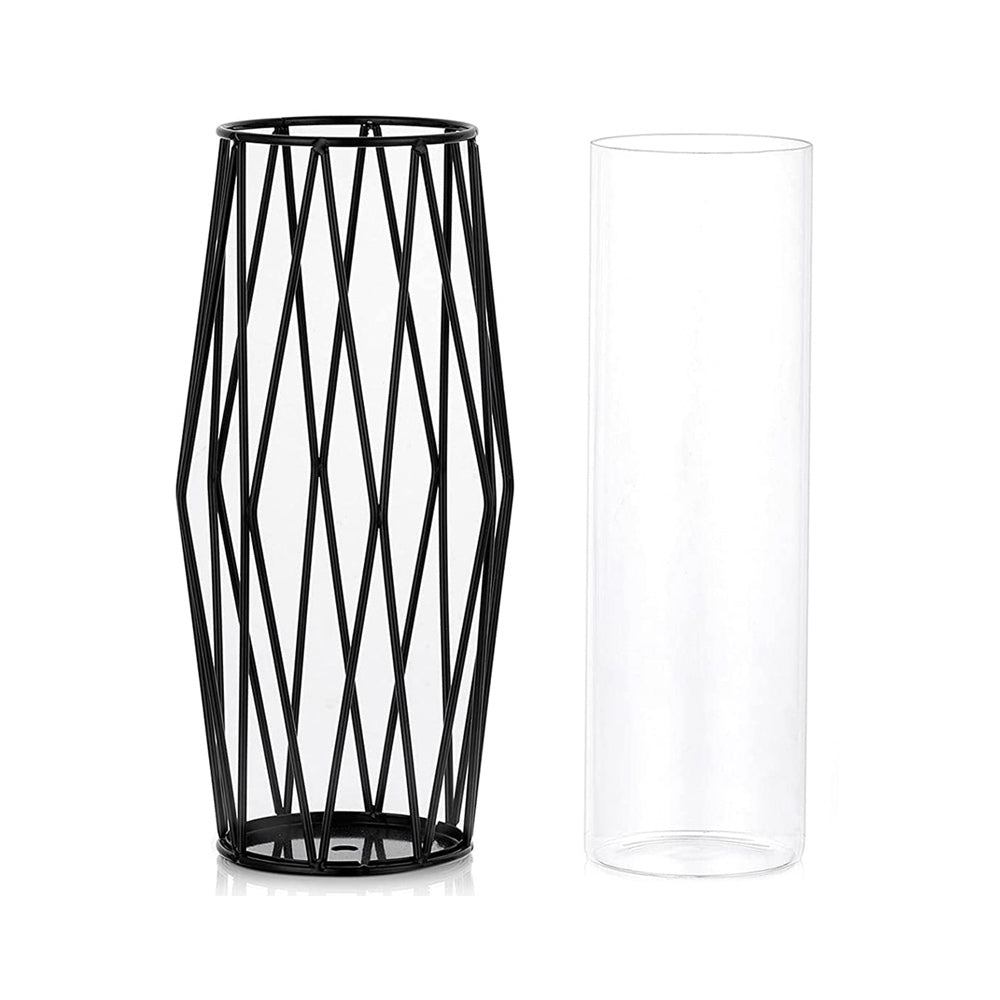 Clear Geometric Vase Metal Flower Stand for Wedding Centerpiece Home Decor