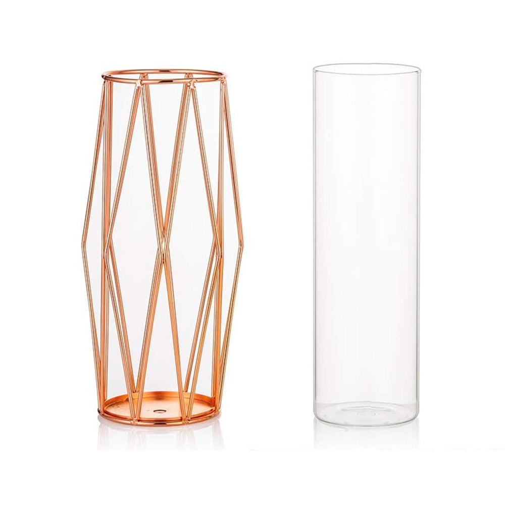 Clear Geometric Vase Metal Flower Stand for Wedding Centerpiece Home Decor