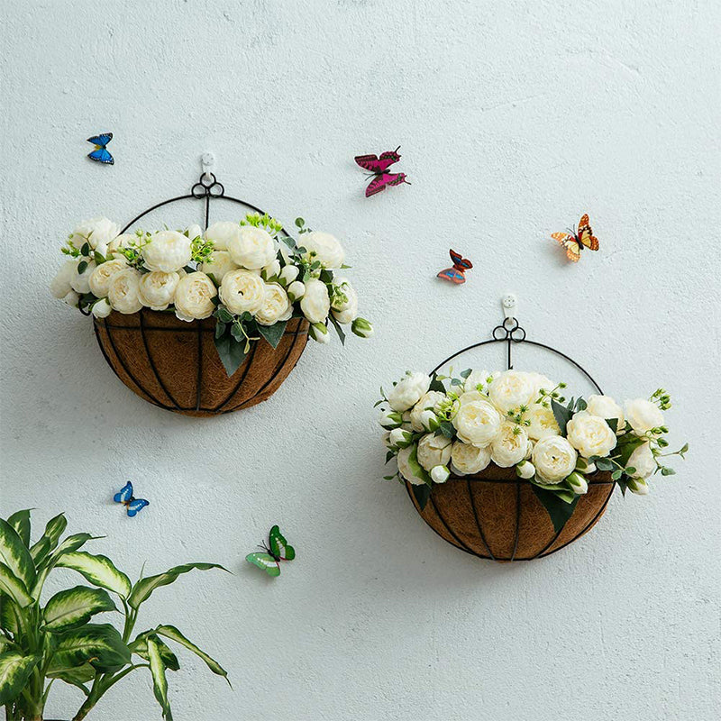 Wall Mounted Planters Set of 4 Hanging Baskets with Coco Liners for Home Decoration