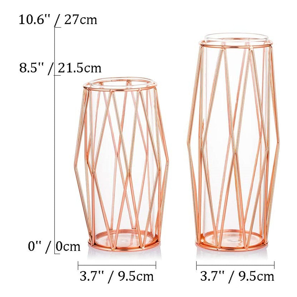 Clear Geometric Vase Metal Flower Stand for Wedding Centerpiece Home Decor