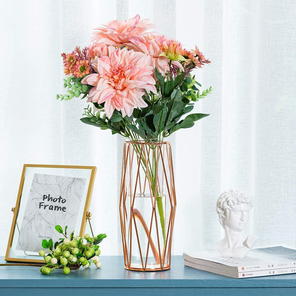 Clear Geometric Vase Metal Flower Stand for Wedding Centerpiece Home Decor