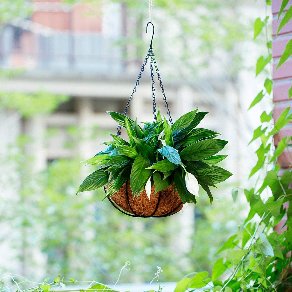 2Pcs/set Outdoor Hanging Pots for Plants with Hanging Basket Liner