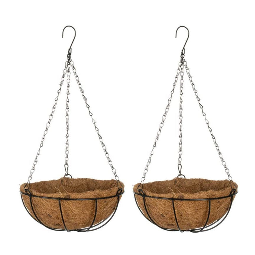 2Pcs/set Outdoor Hanging Pots for Plants with Hanging Basket Liner