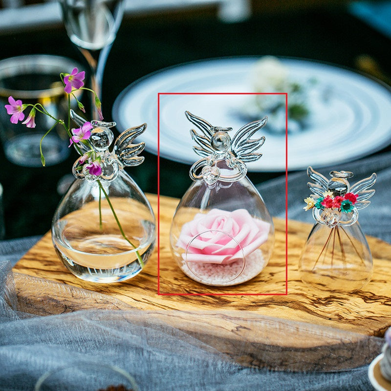 4/8/12Pcs Glass Hanging Angel Tealight Holder, Air Plant Pot Container Planter
