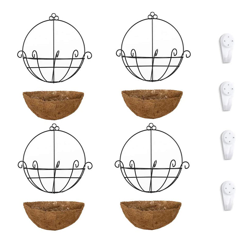Wall Mounted Planters Set of 4 Hanging Baskets with Coco Liners for Home Decoration