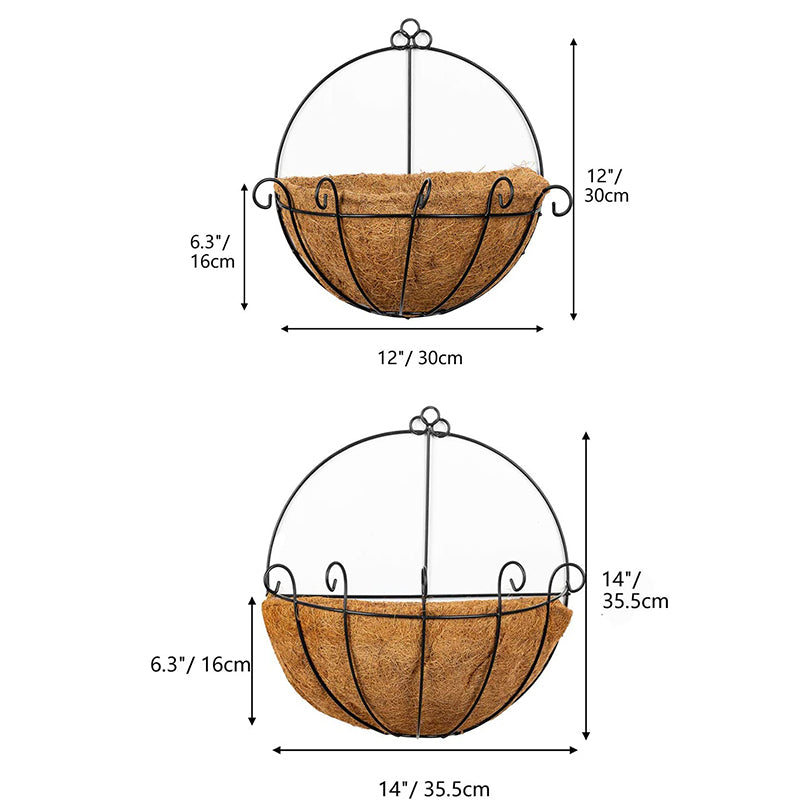 Wall Mounted Planters Set of 4 Hanging Baskets with Coco Liners for Home Decoration
