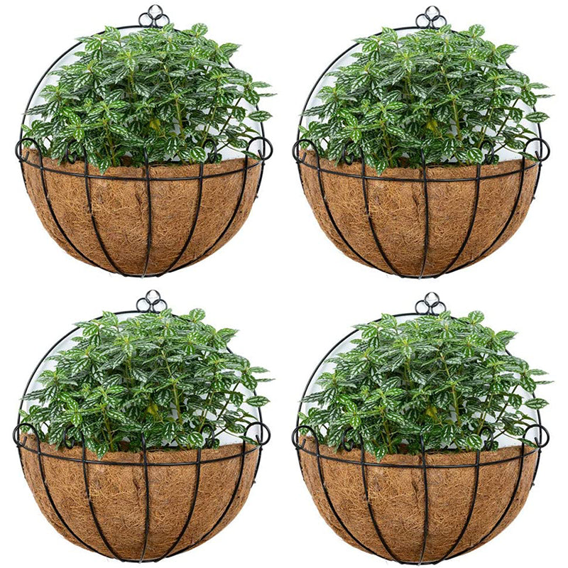 Wall Mounted Planters Set of 4 Hanging Baskets with Coco Liners for Home Decoration